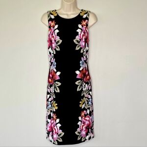 White House Black Market Black floral sheath dress Size Small